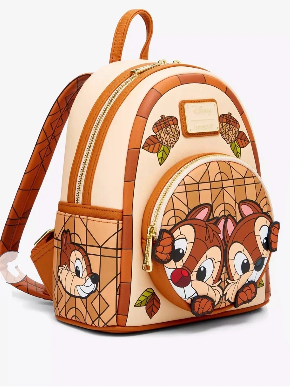 New Loungefly Disney Chip & Dale Stained Glass Mini Backpack